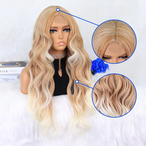 Balköpüğü Platin Röfleli Dalgalı Tül Peruk - Resim 4