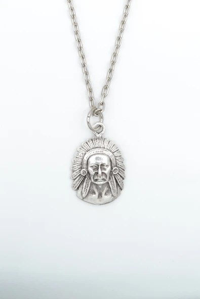 Kızılderili Gümüş Kaplama Düz Zincir Kolye ürün görseli 1