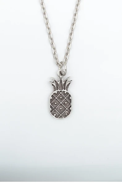 Ananas Gümüş Kaplama Düz Zincir Kolye