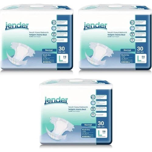 Jender Large Büyük Boy Belbantlı Hasta Bezi 30 lu 3 Paket / 90 Adet
