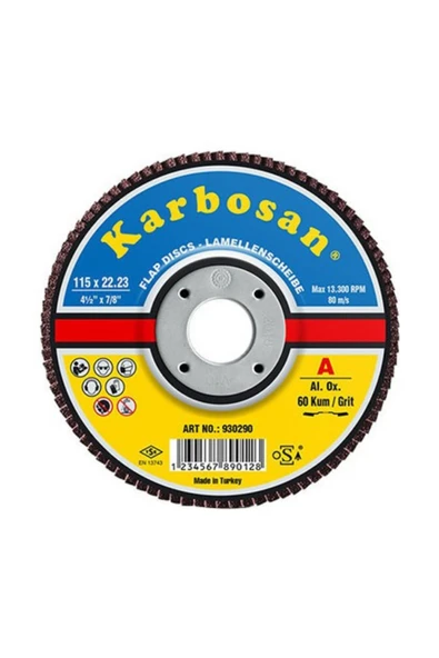 KARBOSAN 115X22.23 METAL FLAP DİSK 60 KUM ART:930290