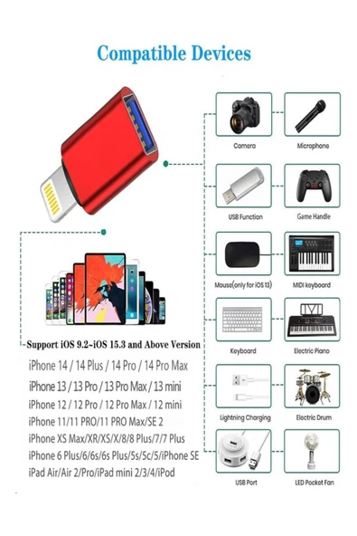 ULTRATEKNO Apple iphone Lightning To Usb 3.0 (YÜKSEK HIZLI) Veri Aktarımı Otg Çevirici Dönüştürücü Adaptör - 2