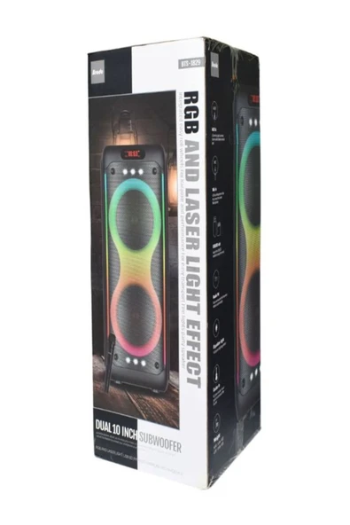 ULTRATEKNO BTS-1829 100W Karaoke Ses Sistemi 2x10 inç RGB Efektli Party Box Mikrofonlu Bluetooth Hoparlör - 6