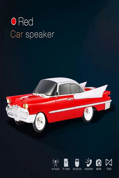 ULTRATEKNO WS-1965BT Dodge 59 Model Retro Araba Bluetooth Hoparlör Fm Radyo USB Tf Aux Destekli Speaker - 3