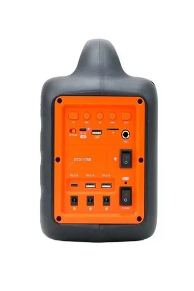 ULTRATEKNO GTS-1768 10W 6,5 inç Ampul ve El Fenerli Bluetooth Hoparlör Güneş Panelli Powerbank Kamp Hoparlörü - 4
