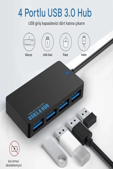 ULTRATEKNO USB Type C Hub 4 Port 3.0 USB Çoklayıcı Type-C USB 3.0 Çoklayıcı - 3
