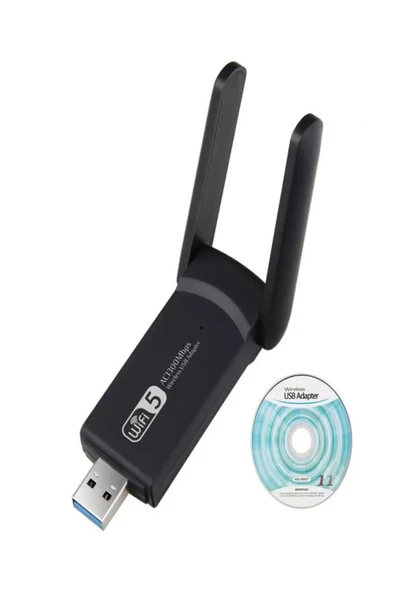 ULTRATEKNO Wi-Fi Adaptörü 802.11ac 1300Mbps Wireless Dual Band USB Adaptör 3.0 Wifi 5 Çift Anten - 2