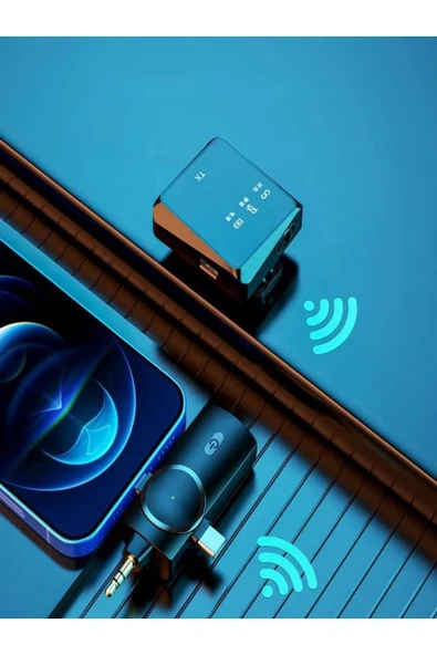 ULTRATEKNO 3.5mm Jack + Type-C + iPhone Girişli İkili Kablosuz Yaka Mikrofonu 3in1 Kamera PC Android iOS Uyumlu - 5