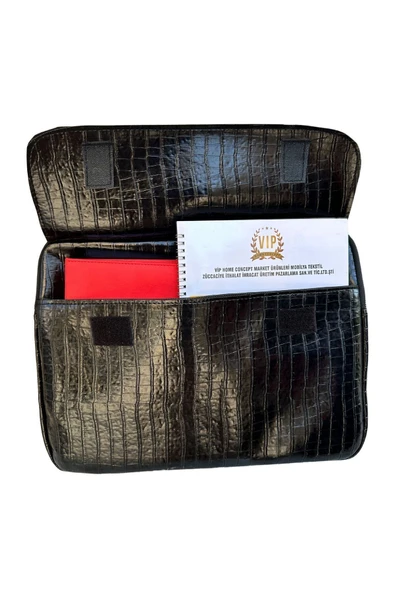 Vip Home Concept Market Ürünleri  Kroko Siyah Macbook Air Pro 15.6-16.1 Inç Darbeye Karşı Korumalı Laptop Çantası Vip Home Bags - 5