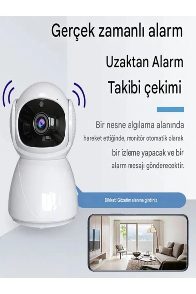 BiNtech 5G Gece Görüşlü 360 Derece Led Işık 1080p Wifi Kamera Kablosuz Panoramik Ev Güvenlik Kamerası - 3