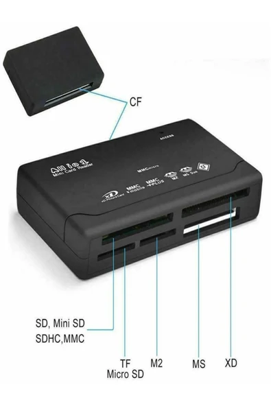 ULTRATEKNO 26 in 1 Çoklu Kart Okuyucu Usb Sd Sdhc Mini Micro Sd Memory Stick Duo M2 Mmc Xd CF - 6