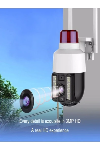 ULTRATEKNO Ptz Speed Dome 4k 2mp Wifi Kablosuz Dış Mekan Kamerası Çakarlı Alarmlı Sensörlü Güvenlik Kamerası - 8