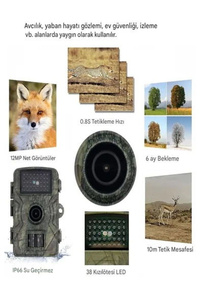 ULTRATEKNO TR Foto Kapan Takip Kamerası İzcilik Avcılık Kamerası Yaban Hayatı İzleme 1080P IP66 için 38 LED'li - 2