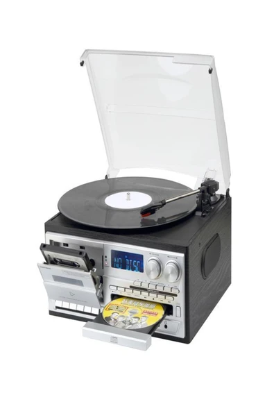 ULTRATEKNO Hepsi Bir Arada elektrikli Vintage Plak Çalar CD Çalar Kaset USB Bluetooth Tf Aux Kumandalı Pikap - 2