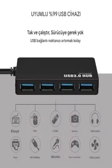 ULTRATEKNO USB Type C Hub 4 Port 3.0 USB Çoklayıcı Type-C USB 3.0 Çoklayıcı - 8