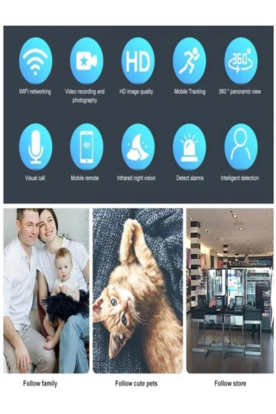 BiNtech 5G Gece Görüşlü 360 Derece Led Işık 1080p Wifi Kamera Kablosuz Panoramik Ev Güvenlik Kamerası - 4