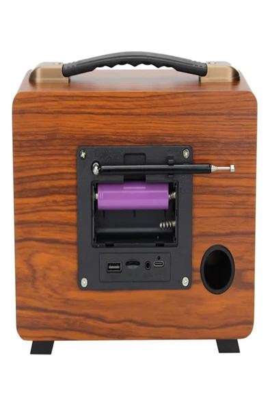 ULTRATEKNO M-2027BT Gerçek Ahşap Eskitme Kaplama Radyo Fm Am Sw USB Tf Aux Destekli Bluetooth Hoparlör - 3
