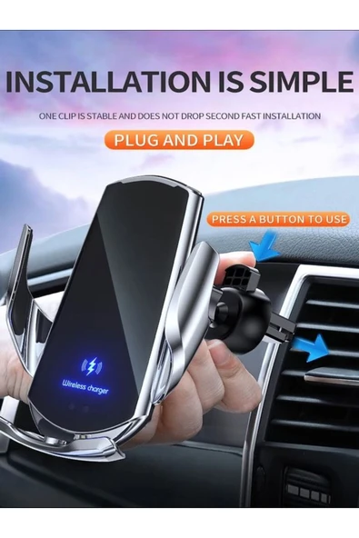 ULTRATEKNO Q3 Kızılötesi Sensörlü Havalandırma için Wireless Araç İçi Telefon Tutucu ve Şarj İstasyonu - 5
