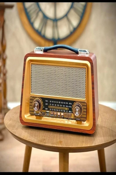 ULTRATEKNO R-2066BT Nostaljik Radyo Gerçek Ahşap Eskitme Bluetooth Hoparlör Mp3 Çalar Müzik Kutusu