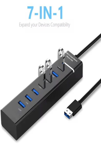 ULTRATEKNO Ul307 7 Port Usb 3.0 Hub Usb Hub 3.0 Çoğaltıcı 7 Port Usb Hub 5 Gbps Usb Splitter Usb Çoklayıcı - 5