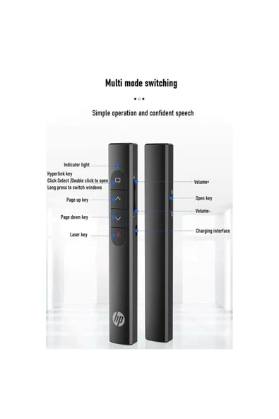 HP SS10 Wireless Presentation Flip Pen Kalem Pilli Kablosuz Sunum Kumandası - 6
