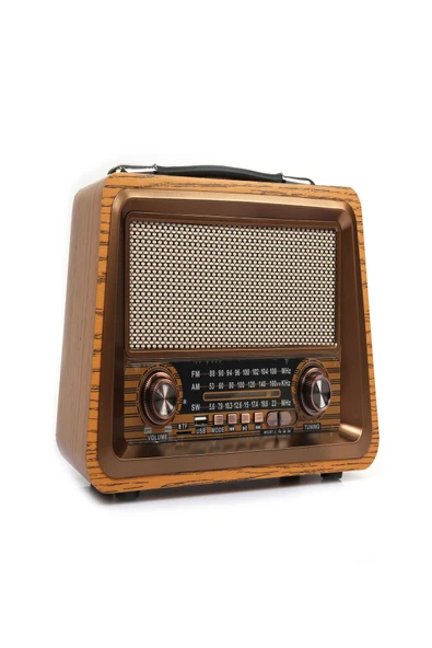 ULTRATEKNO R-2066BT Nostaljik Radyo Gerçek Ahşap Eskitme Bluetooth Hoparlör Mp3 Çalar Müzik Kutusu