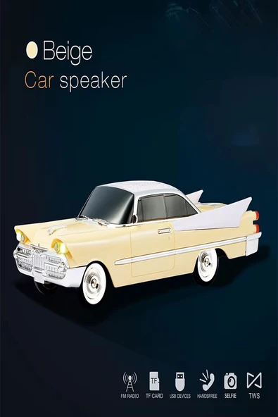 ULTRATEKNO WS-1965BT Dodge 59 Model Retro Araba Bluetooth Hoparlör Fm Radyo USB Tf Aux Destekli Speaker - Resim 3