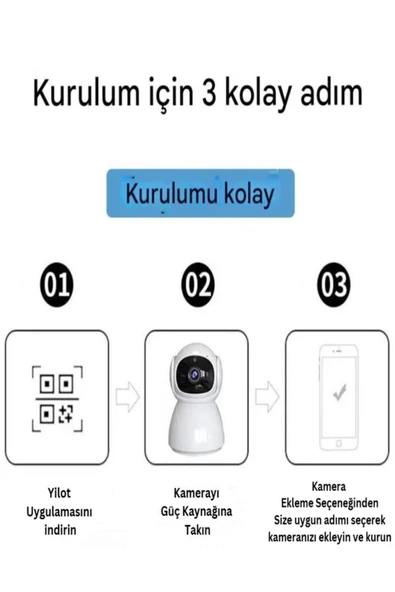 BiNtech 5G Gece Görüşlü 360 Derece Led Işık 1080p Wifi Kamera Kablosuz Panoramik Ev Güvenlik Kamerası - 6