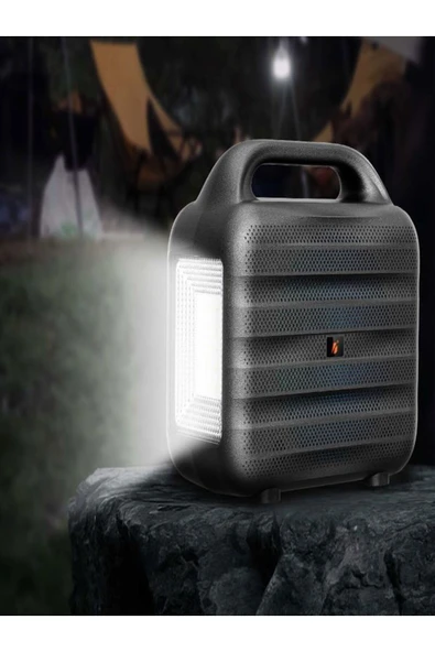 ULTRATEKNO KTF-1769 Mikrofon LED Ampul ve Fenerli Bluetooth Hoparlör Güneş Panelli Powerbank Kamp Hoparlörü - 5