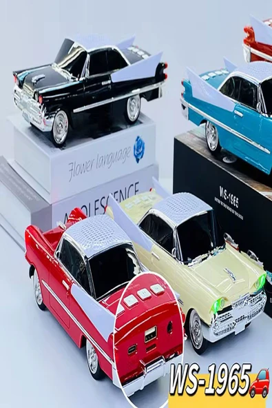 ULTRATEKNO WS-1965BT Dodge 59 Model Retro Araba Bluetooth Hoparlör Fm Radyo USB Tf Aux Destekli Speaker - Resim 5