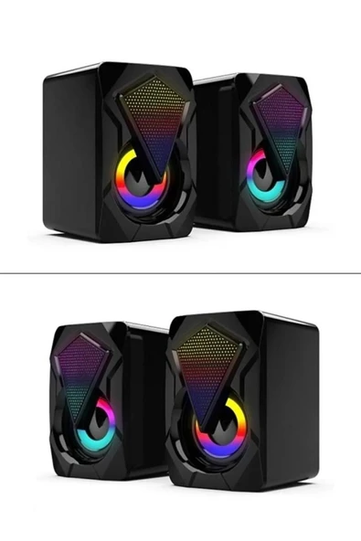 ULTRATEKNO E-1046 Bilgisayar Hoparlörü Led Işıklı Rgb Laptop Pc Uyumlu 1+1 Speaker - 7