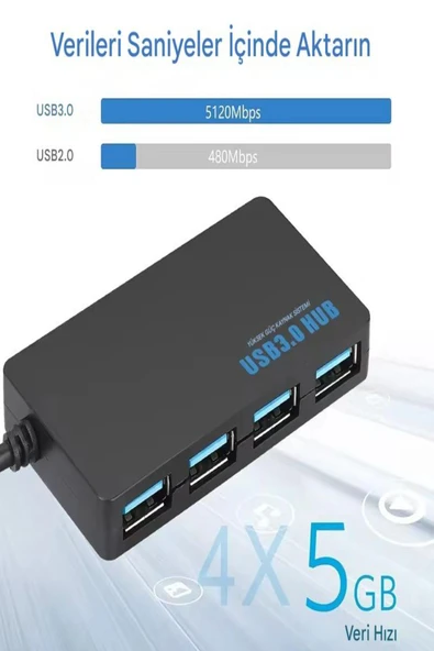 ULTRATEKNO USB Type C Hub 4 Port 3.0 USB Çoklayıcı Type-C USB 3.0 Çoklayıcı - 6