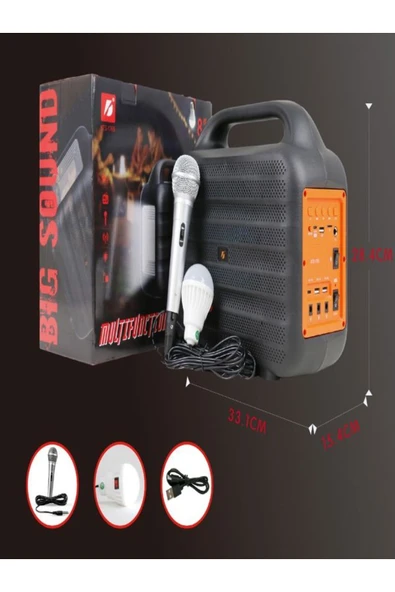 ULTRATEKNO KTF-1769 Mikrofon LED Ampul ve Fenerli Bluetooth Hoparlör Güneş Panelli Powerbank Kamp Hoparlörü - 7