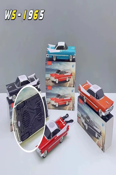 ULTRATEKNO WS-1965BT Dodge 59 Model Retro Araba Bluetooth Hoparlör Fm Radyo USB Tf Aux Destekli Speaker - 5