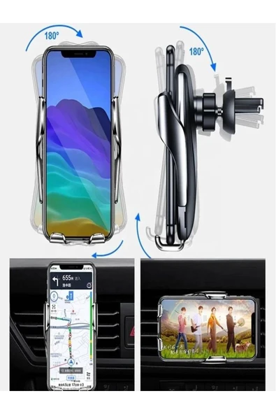 ULTRATEKNO Q3 Kızılötesi Sensörlü Havalandırma için Wireless Araç İçi Telefon Tutucu ve Şarj İstasyonu - 2