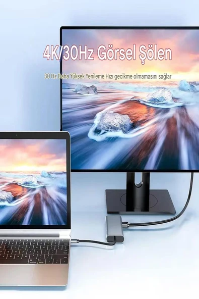 ULTRATEKNO 11 in 1 Type-c To Usb Hub Port Uyumlu Adaptör Hdmı 4x Usb Lan Vga Sd Card Çevirici Çoklayıcı - 8