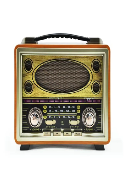 ULTRATEKNO M-2027BT Gerçek Ahşap Eskitme Kaplama Radyo Fm Am Sw USB Tf Aux Destekli Bluetooth Hoparlör - 5