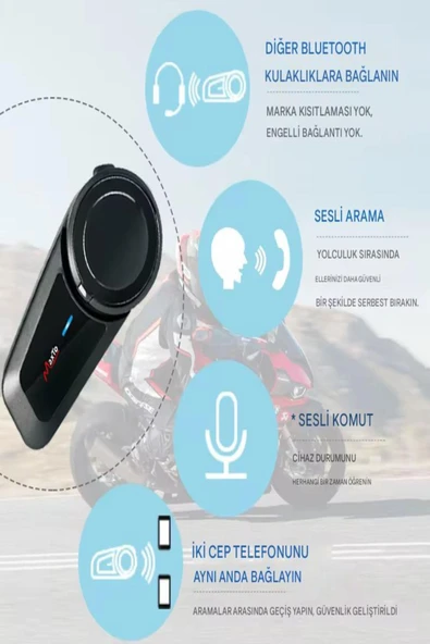 ULTRATEKNO Maxto M2 Su Geçirmez Motosiklet Kask Kulaklık Intercom - 5