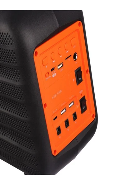 ULTRATEKNO KTF-1769 Mikrofon LED Ampul ve Fenerli Bluetooth Hoparlör Güneş Panelli Powerbank Kamp Hoparlörü - 4