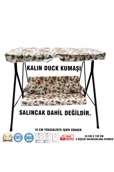 Vip Home Concept Market Ürünleri  Lüks DUCK Vip Salıncak Minder Seti 10 CM Süngerli Tenteli Salıncak Minder Seti-İNGİLİZ GÜLÜ