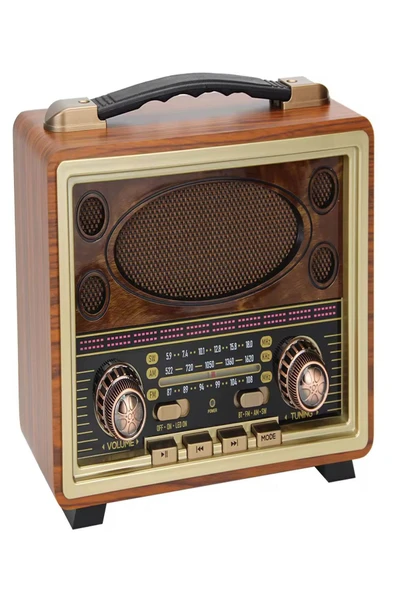 ULTRATEKNO M-2027BT Gerçek Ahşap Eskitme Kaplama Radyo Fm Am Sw USB Tf Aux Destekli Bluetooth Hoparlör - 6