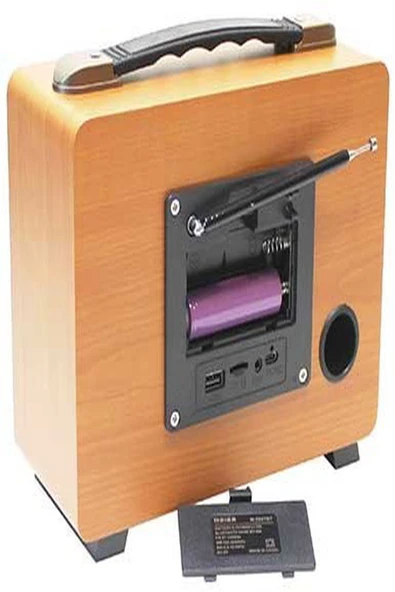 ULTRATEKNO M-2027BT Gerçek Ahşap Eskitme Kaplama Radyo Fm Am Sw USB Tf Aux Destekli Bluetooth Hoparlör - 6
