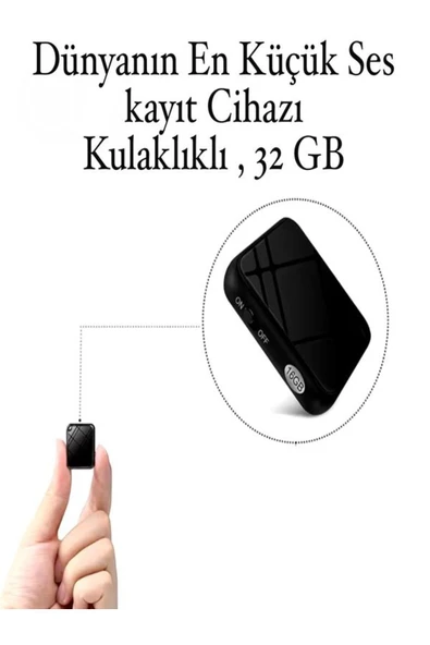 ULTRATEKNO KB55 Dünyanın en incesi Kristal Mikrofonlu Kulaklıklı 32 Gb Hafızalı Ev Işyeri 1Dinleme Cihazi - 6