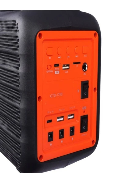 ULTRATEKNO GTS-1768 10W 6,5 inç Ampul ve El Fenerli Bluetooth Hoparlör Güneş Panelli Powerbank Kamp Hoparlörü - 2