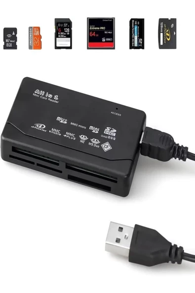 ULTRATEKNO 26 in 1 Çoklu Kart Okuyucu Usb Sd Sdhc Mini Micro Sd Memory Stick Duo M2 Mmc Xd CF - 8
