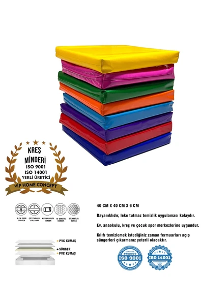 Vip Home Concept Market Ürünleri  Kreş Anaokulu Minderi 40×40×6 cm Çocuk Minderi - 4