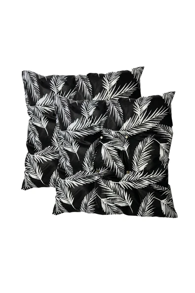 Vip Home Concept Market Ürünleri  Dekoratif Pofidik Puf Sandalye Minderi Kare 35x35x7 Cm-siyah Tüy(2 Adet)