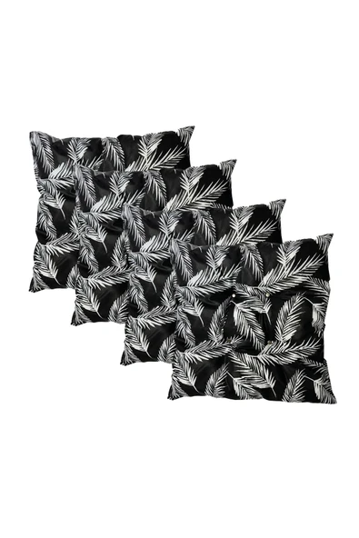 Vip Home Concept  Dekoratif Pofidik Puf Sandalye Minderi Kare 35x35x7 Cm-siyah Tüy(4 Adet)