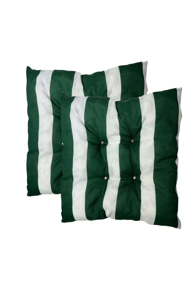 Vip Home Concept Market Ürünleri  Dekoratif Pofidik Puf Sandalye Minderi Kare 35x35x7 Cm-yeşil Beyaz(2 Adet)