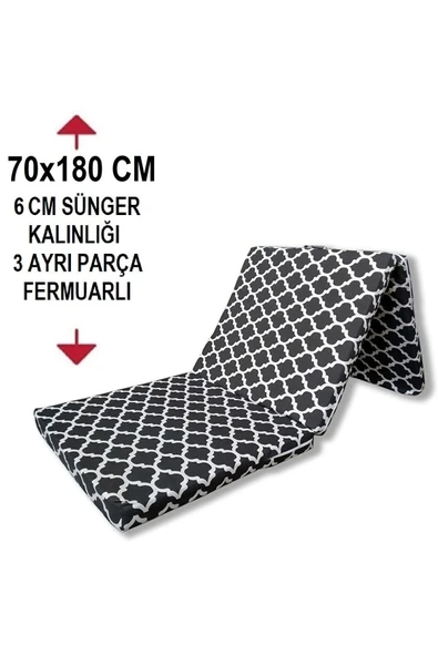 Vip Home Concept Market Ürünleri  Katlanır Yer Yatağı Ve Tek Kişilik Sünger Katlanır Minder Yatak 70x180 Cm 6 Cm Büyük Karaçatı - 3